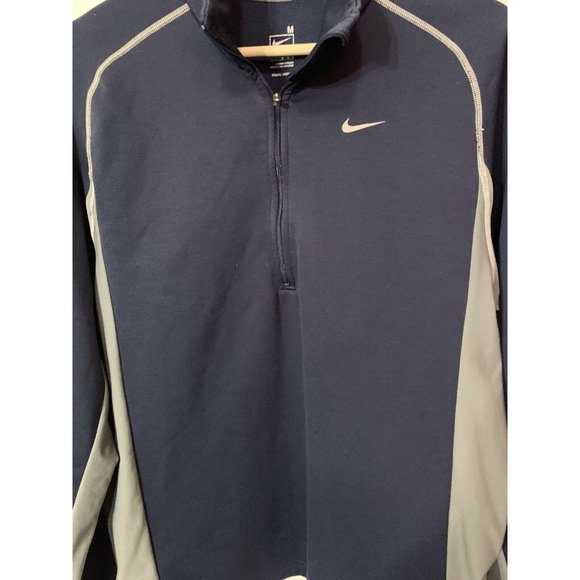Nike Men's Sz M Nike-Fit Therma Blue Long Sleeve 1/4 Zip‎ Pullover - Picture 4 of 8